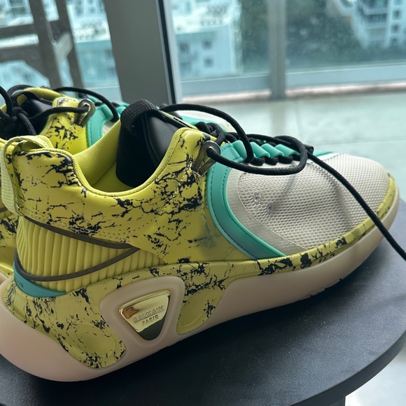 Balmain Men's Yellow and Teal Sneakers - Picture 4 of 8